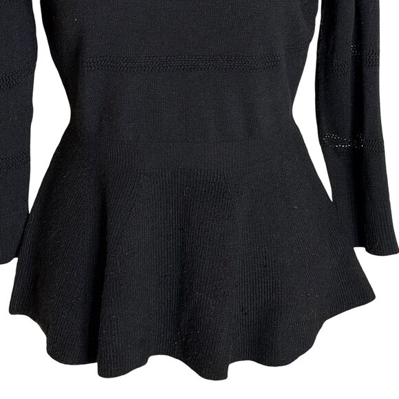 Chloe & Jasmine Sweater Knit Top Blouse Shirt Peplum Black S - Picture 3 of 6